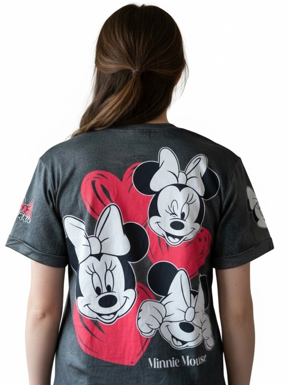 Disney Minnie Mouse Black Tee with Red Bow Graphic - Picture 2 of 7
